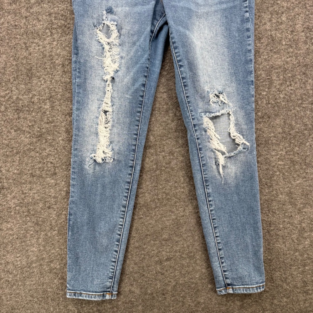 No Boundaries Womens High Rise Distressed Skinny Jeans Medium Wash Blue Size 7 - Picture 4 of 12
